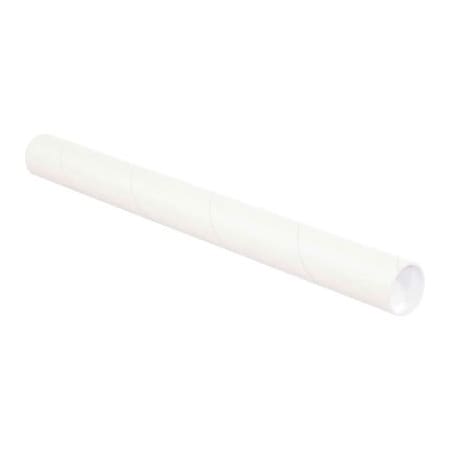 The Packaging Wholesalers Mailing Tubes With Caps, 2-1/2" Dia. x 12"L, 0.06" Thick, White, 34/Pack P2512W